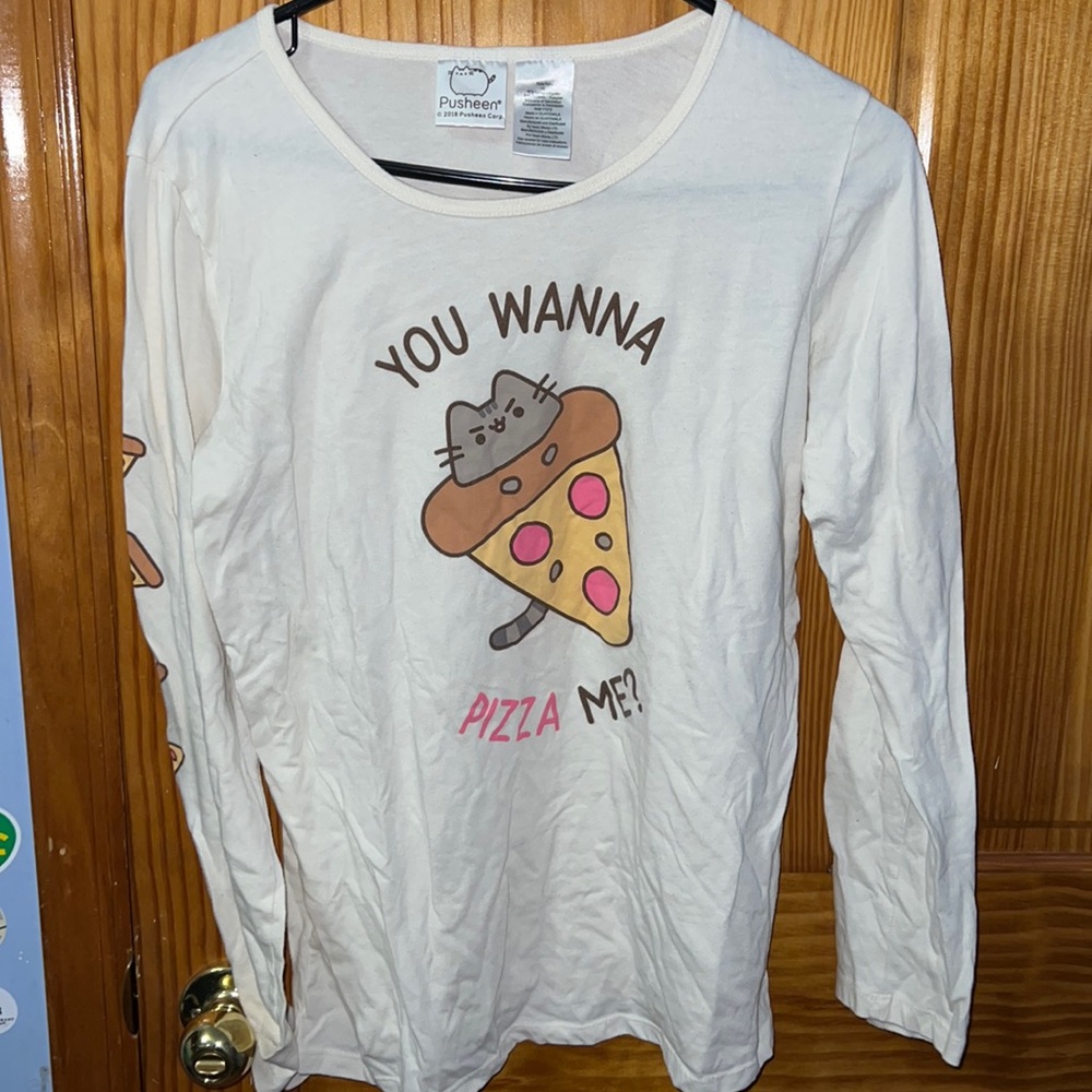 Pusheen You Wanna Pizza Me Cream Shirt Size XL